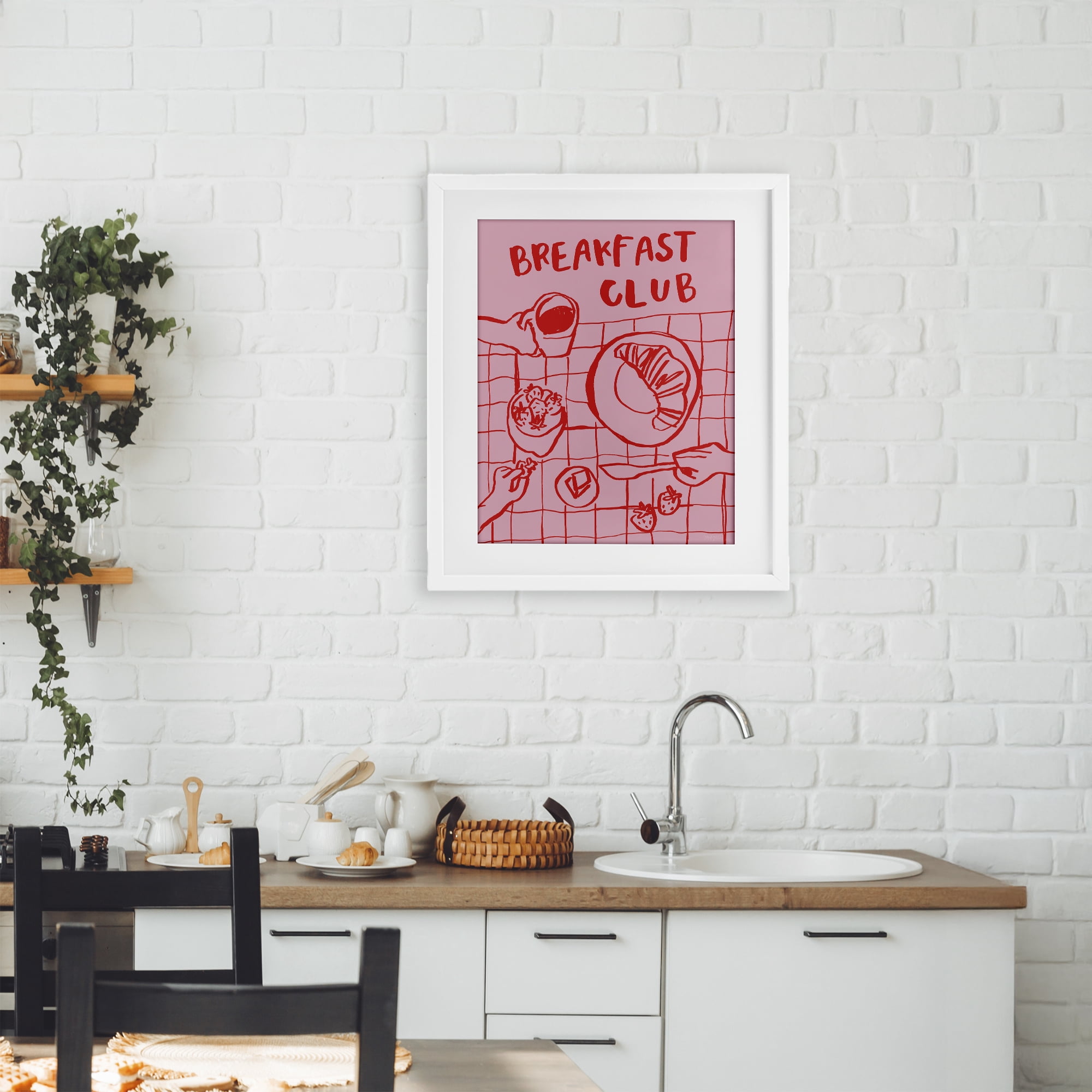 Stupell Industries Breakfast Club Doodles White Framed Print Under Glass, design by Jenaya Jackson
