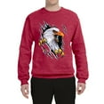 thumbnail image 2 of Torn Ripped Eagle Claws Animal Lover Unisex Crewneck Graphic Sweatshirt, Vintage Heather Red, Small, 2 of 3