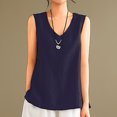 thumbnail image 5 of Annhoo Womens Cotton Linen Tank Tops V Neck Sleeveless Shirts Trendy Loose Casual Beach Vacation Solid Blouses, 5 of 9