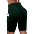 thumbnail image 4 of Women's Linen Bermuda Shorts Women Basic Slip Shorts Workout Leggings Yoga Shorts Pants Green S, 4 of 6