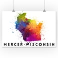 thumbnail image 2 of Mercer, Wisconsin, State Abstract Watercolor (16x24 Giclee Gallery Art Print, Vivid Textured Wall Decor), 2 of 3