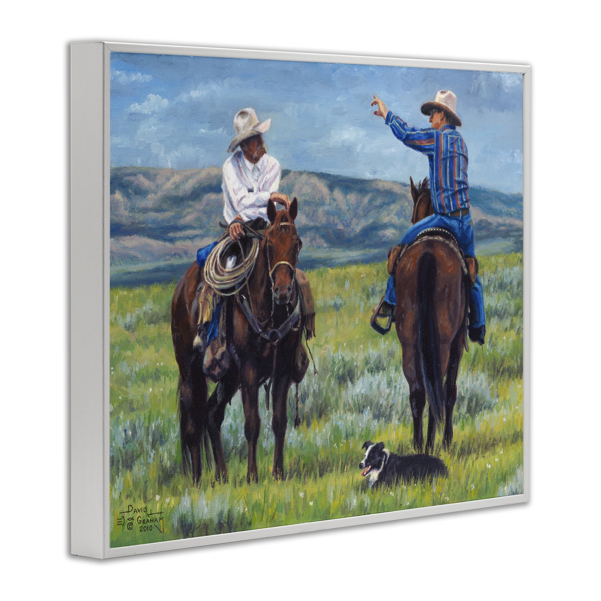 Stupell Industries Cowboy Logic Scene Animals & Insects Painting White Framed Art Print Wall Art, 20 x 16
