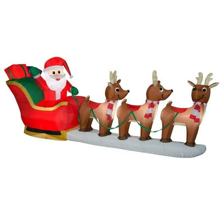 Home Accents Holiday 12F Giant-Sized LED Santa s Sleigh Scene Inflatable