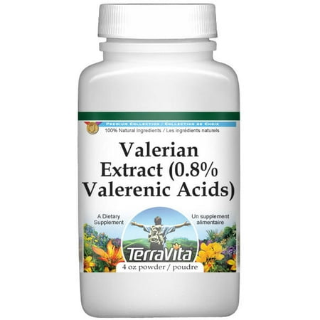 TerraVita Valerian Extract (0.8% Valerenic Acids) Powder, (4 oz, 1-Pack, Zin: 512431)
