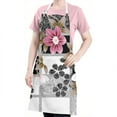 thumbnail image 5 of Pioneer Flower Floral Print Pattern Apron-Garden Aprons for Women with Pockets-Cotton Linen Waterproof Kitchen Cooking Gardening Aprons Adjustable for Kitchen,Cooking,BBQ and Salon 33x27 Inch, 5 of 7