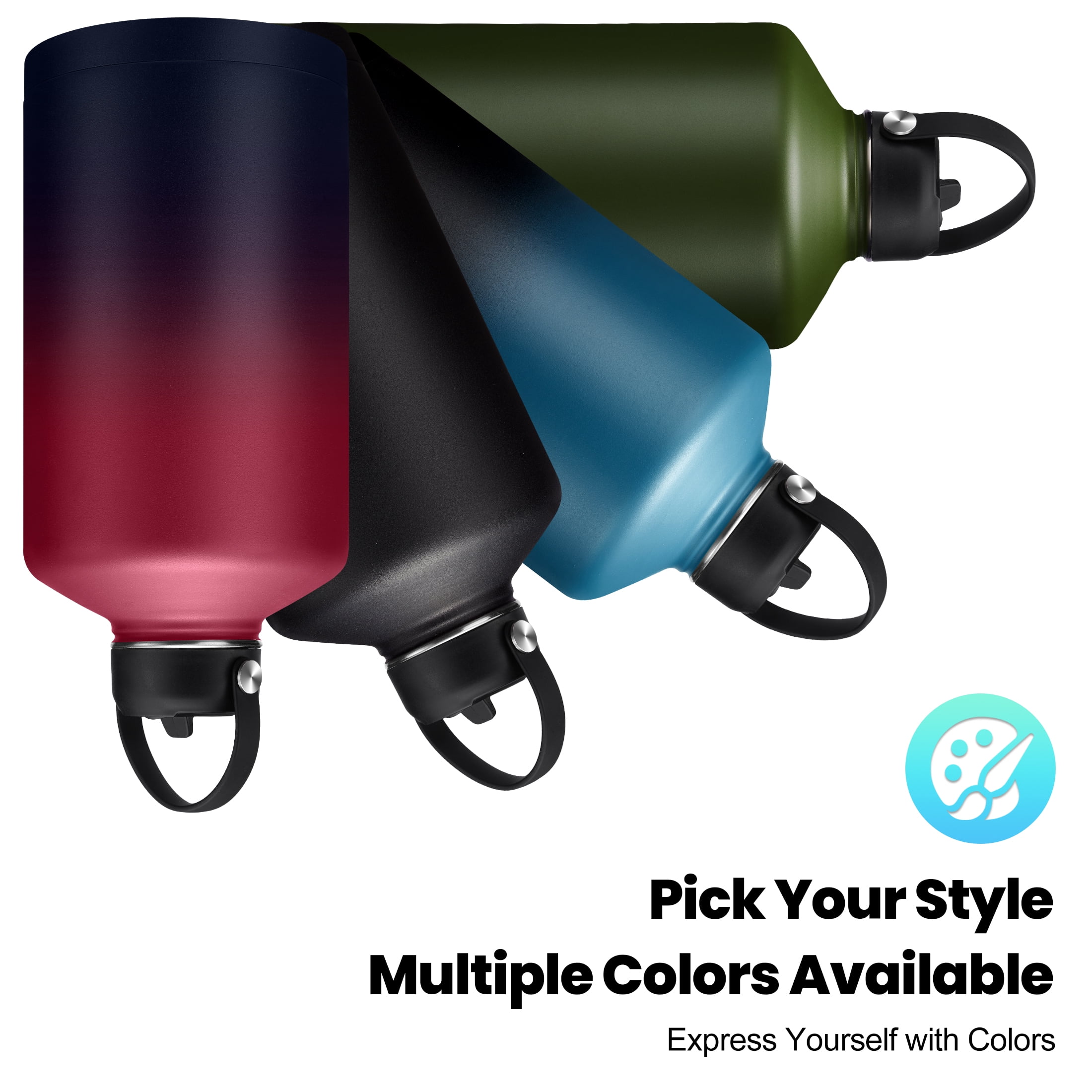 128 oz Stainless Steel Water Bottles - 1 Gallon Insulated Water Bottle with Straw, Metal Gallon Water Canteen Keep Cold-48h & Hot-12h, Army Green