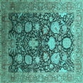 thumbnail image 1 of Ahgly Company Machine Washable Indoor Square Oriental Turquoise Blue Industrial Area Rugs, 3' Square, 1 of 4