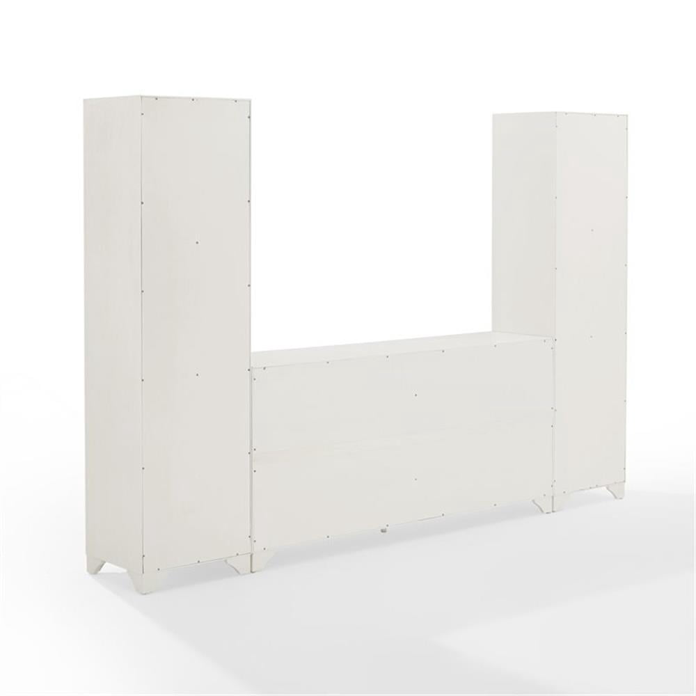 Crosley Furniture Tara 3PC Entertainment Center/Sideboard and Bookcases in White