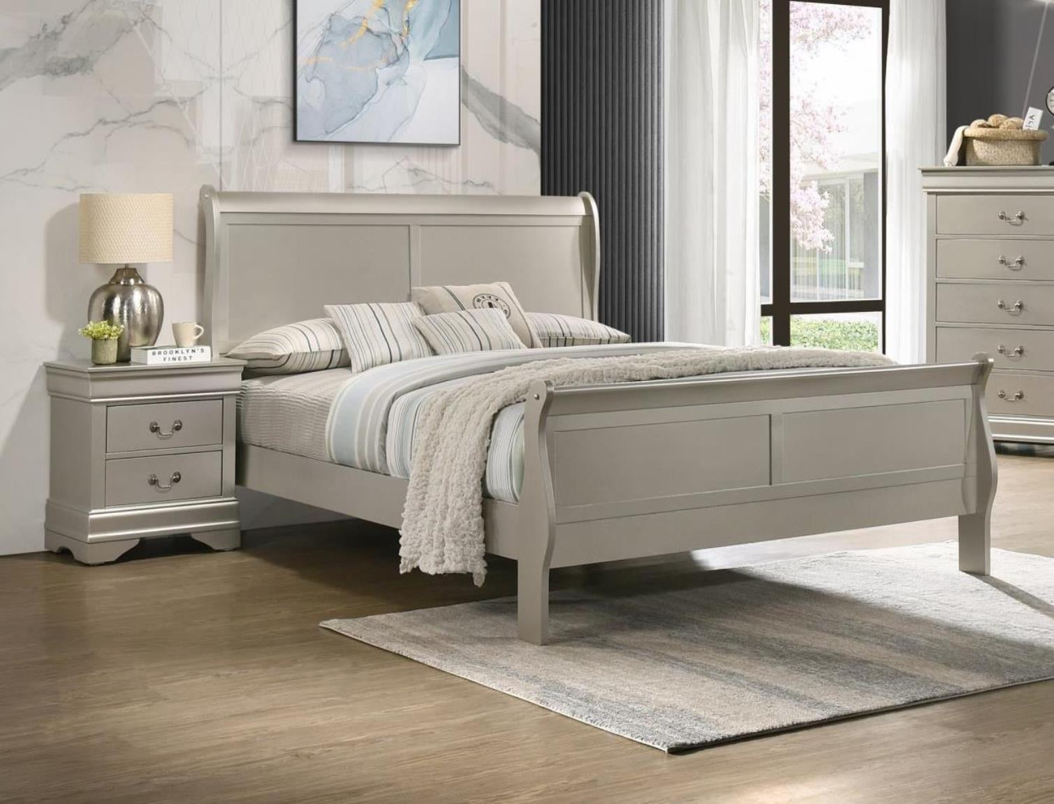 Louis Philippe King Bed, Silver
