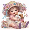 thumbnail image 1 of 5D DIY Kit Con Forma Especial Parcial Perro Niña 30x30cm, 1 of 9