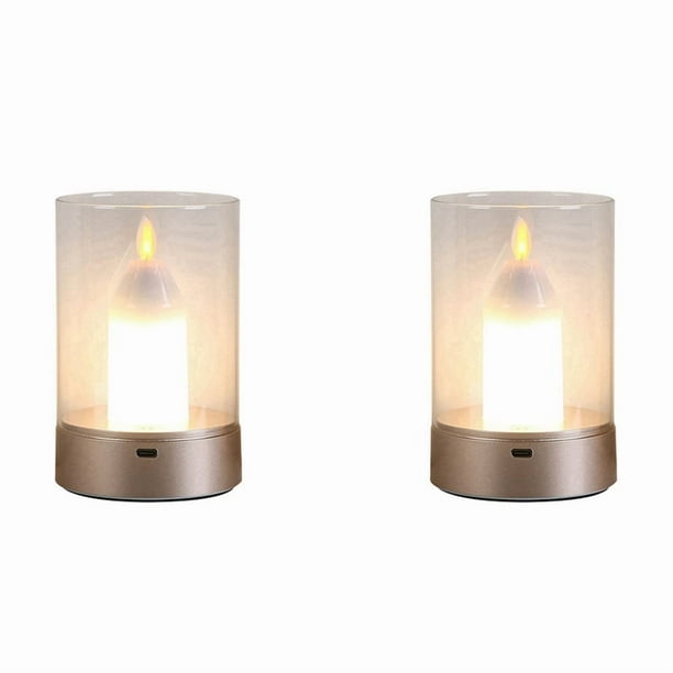 2X Vela con Luz USB, Vela LED EléCtrica Sin Llama Recargable, Velas MóViles para Bailar, Luz para DecoracióN del Hogar