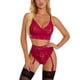 thumbnail image 3 of Conjunto de lencería de encaje sexy para mujer Ropa interior Sujetador Liguero Ropa de dormir, Rojo vino, M tholdsy XX000094-05, 3 of 7