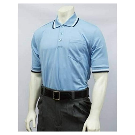 Smitty | BBS-300 | Baseball Softball Umpire Shirt | Performance Mesh Short Sleeve | Sized to Accommodate Chest Protector (Powder Blue w/Navy, White, Powder Blue Trim, 4XL)