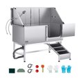 thumbnail image 1 of VEVOR 62 Inch Dog Grooming Bath Tub Stainless Steel w Ramp Water Filter, 1 of 9