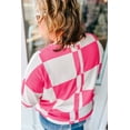 thumbnail image 2 of Women's Plus Size White Textured Checkerboard Round Neck T-Shirt - Casual Summer Style | [ZhiHiMeRi] | (US 14W-16W)1X, 2 of 12