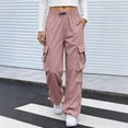 thumbnail image 5 of Parachute Pants Women Baggy Straight Leg Drawstring Lightweight Cargo Pants Tall Moisture Wicking Y2k Utility Streetwear, M, 5 of 5