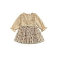 thumbnail image 1 of TSEXIEFOOFU Toddler Girls Spring Autumn A-line Dress Long Sleeve Dot Print Tulle Patchwork Dress, 1 of 9