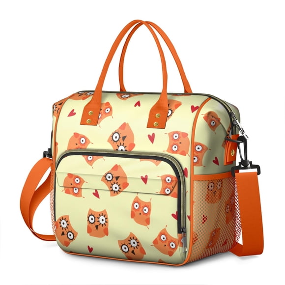 Sac à Lunch Motif Hibou de Nuit – Sac Isotherme Étanche avec Design de Hibou Mignon, Grande Boîte à Lunch Pliable pour Pique-Nique, Travail Ou Voyage
