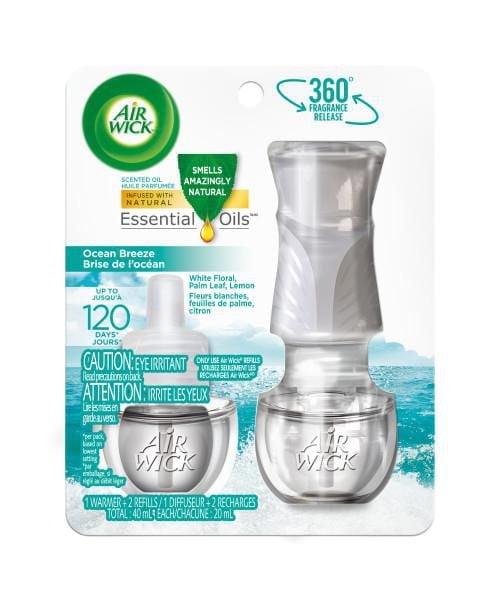Air Wick Plug In Scented Oil Kit, Ocean Breeze, 1 Warmer + 2 Refills (2x20mL), 2x20ml
