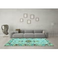 thumbnail image 3 of Ahgly Company Indoor Square Oriental Light Blue Traditional Area Rugs, 7' Square, 3 of 4