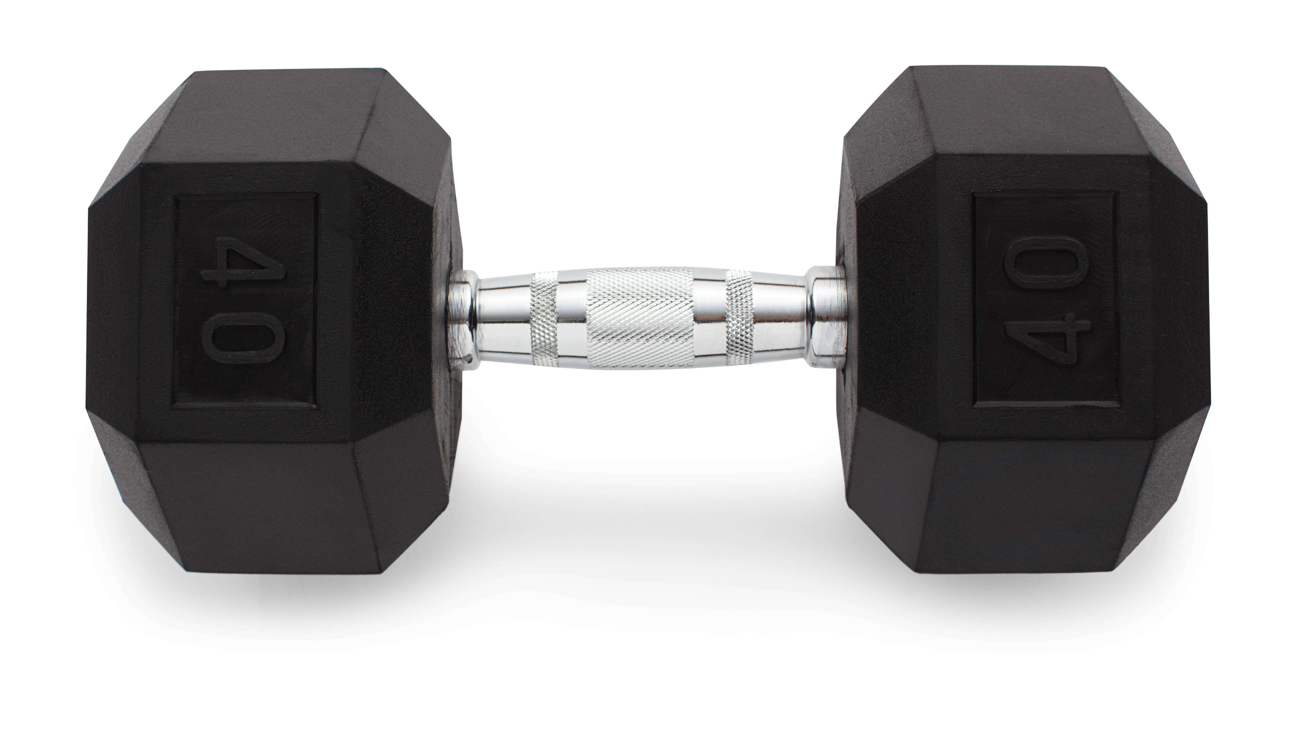 Weider Rubber Hex Dumbbell with Knurled Grip, 40 lbs