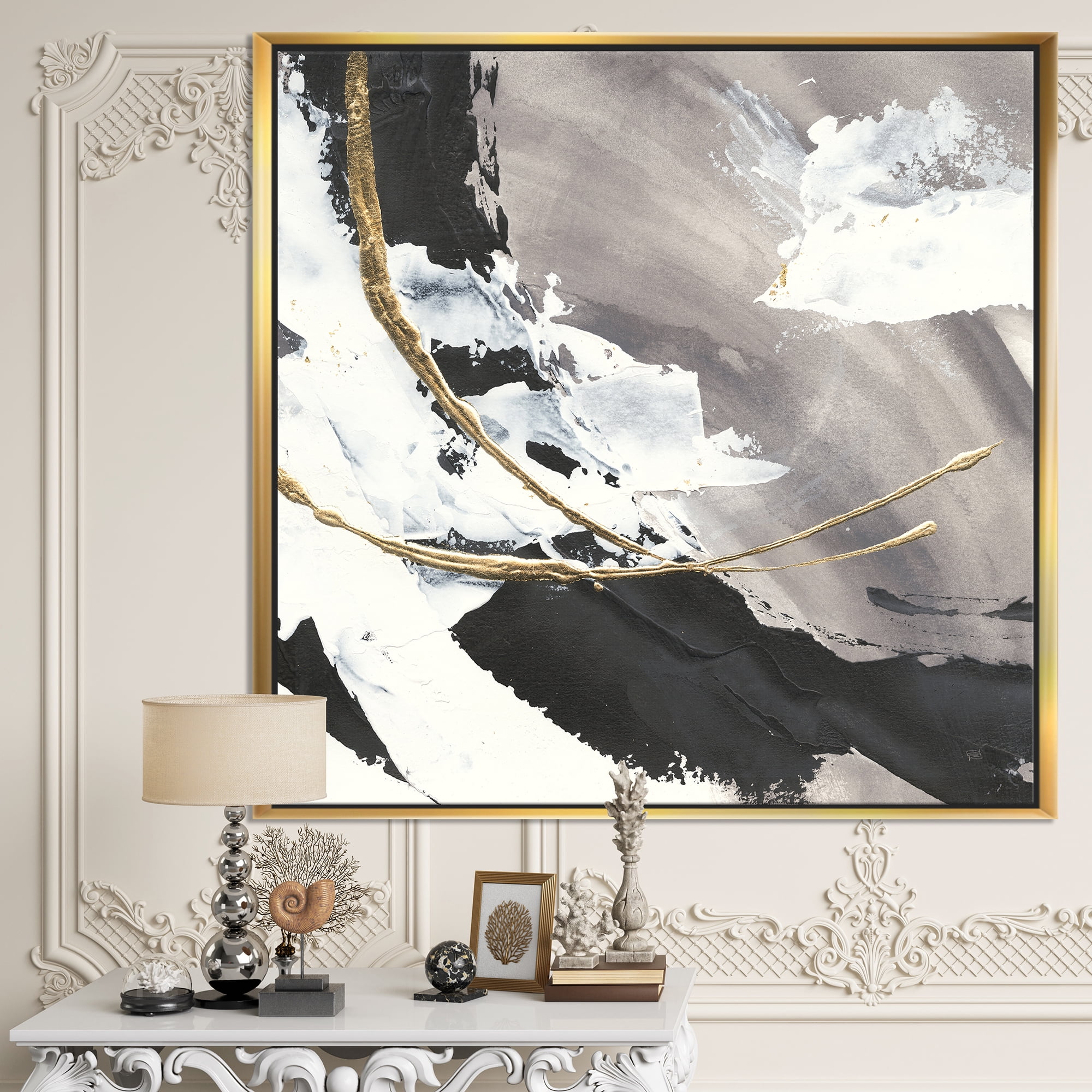Designart ' Glam Painted Arcs II ' Transitional Framed Canvas