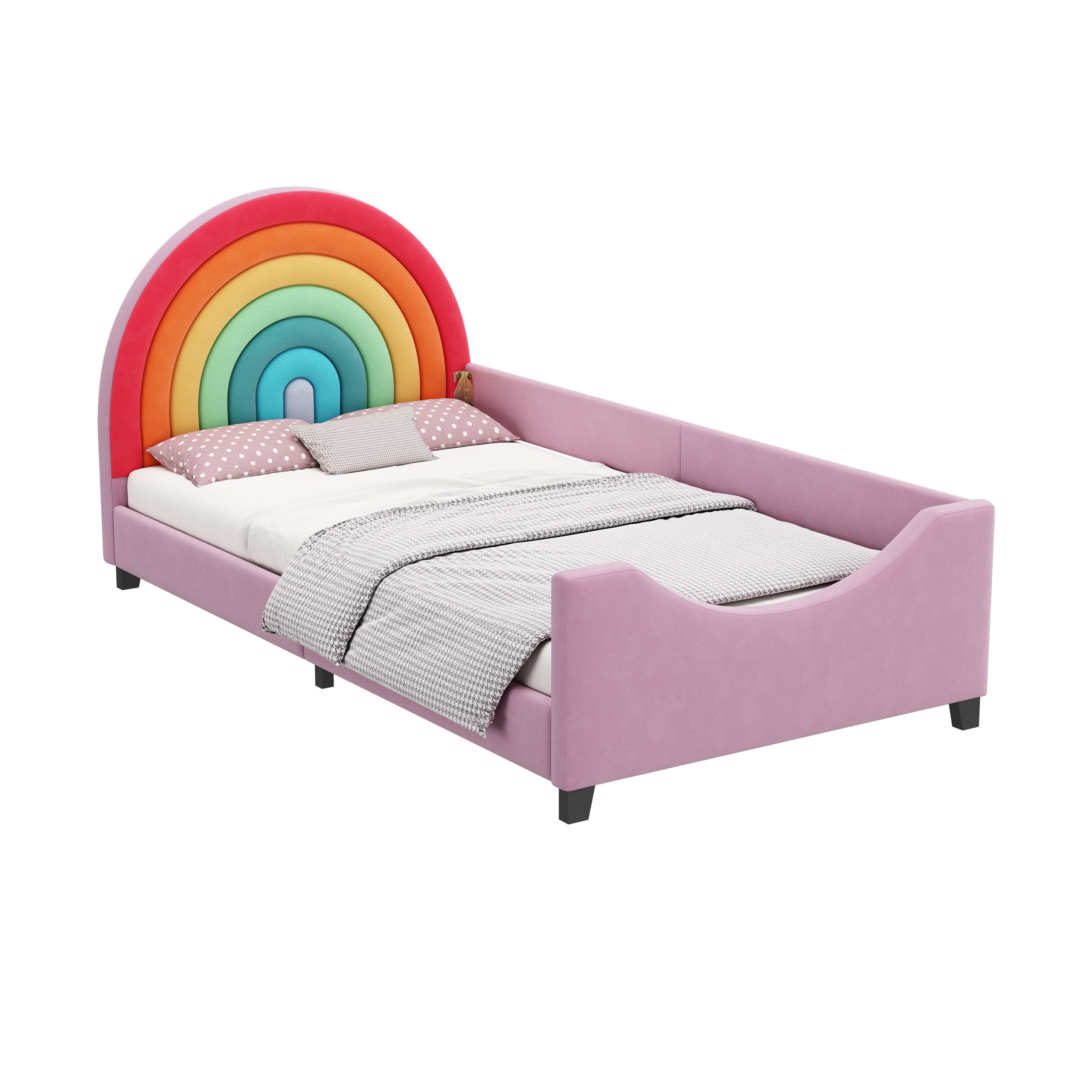 Euroco Upholstered Twin Size Daybed, Rainbow Shaped Sofa Bed