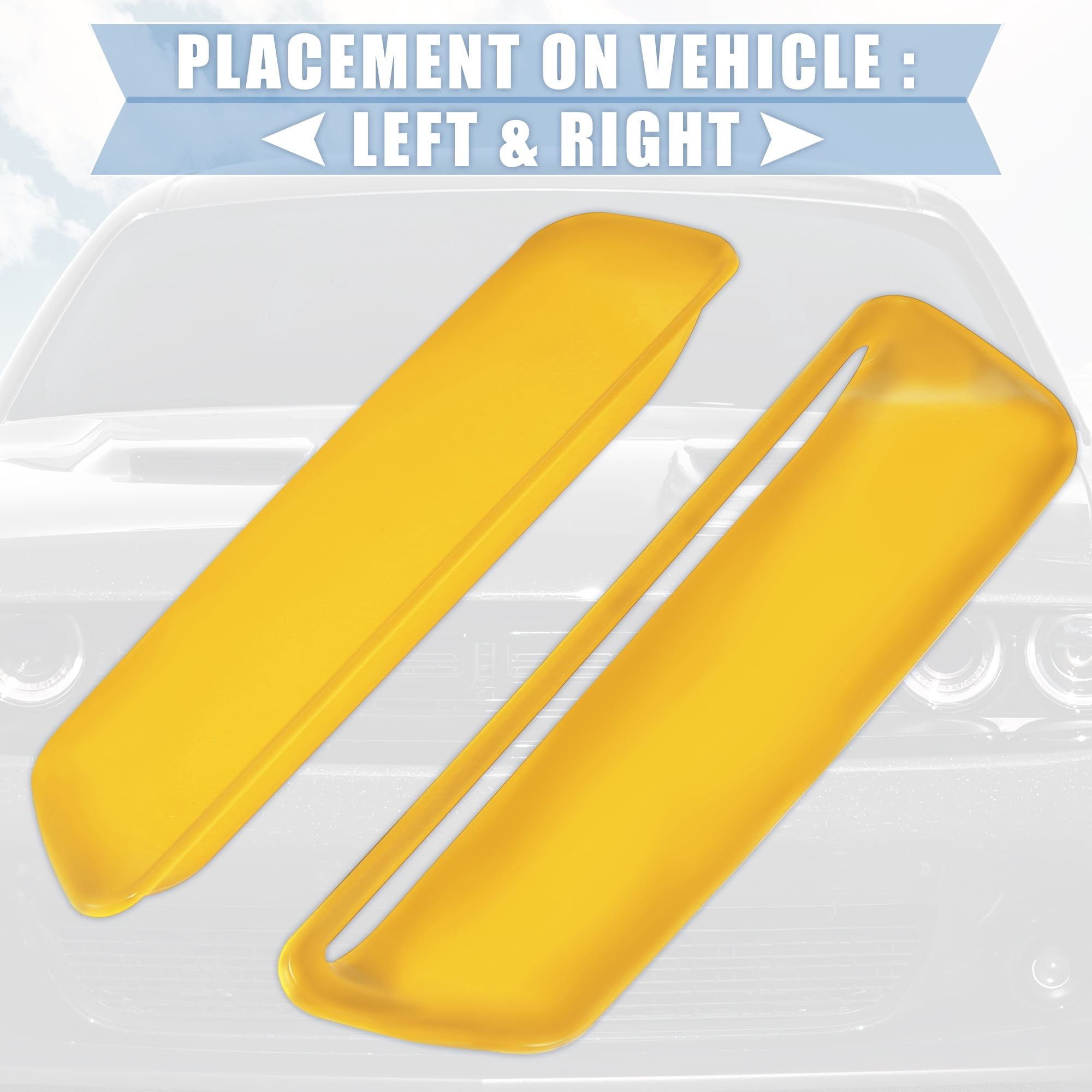 Pair ABS Front Engine Hood Air Conditioner Air Outlet Cover Trim Yellow for Dodge Challenger 2015-2020
