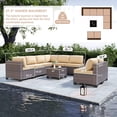 thumbnail image 4 of Gotland Outdoor Patio Furniture Set 9 Piece Sectional Rattan Sofa Set Rattan Wicker Patio Conversation Set with 8 Seat Cushions and 1 Tempered Glass Table,Sand, 4 of 5