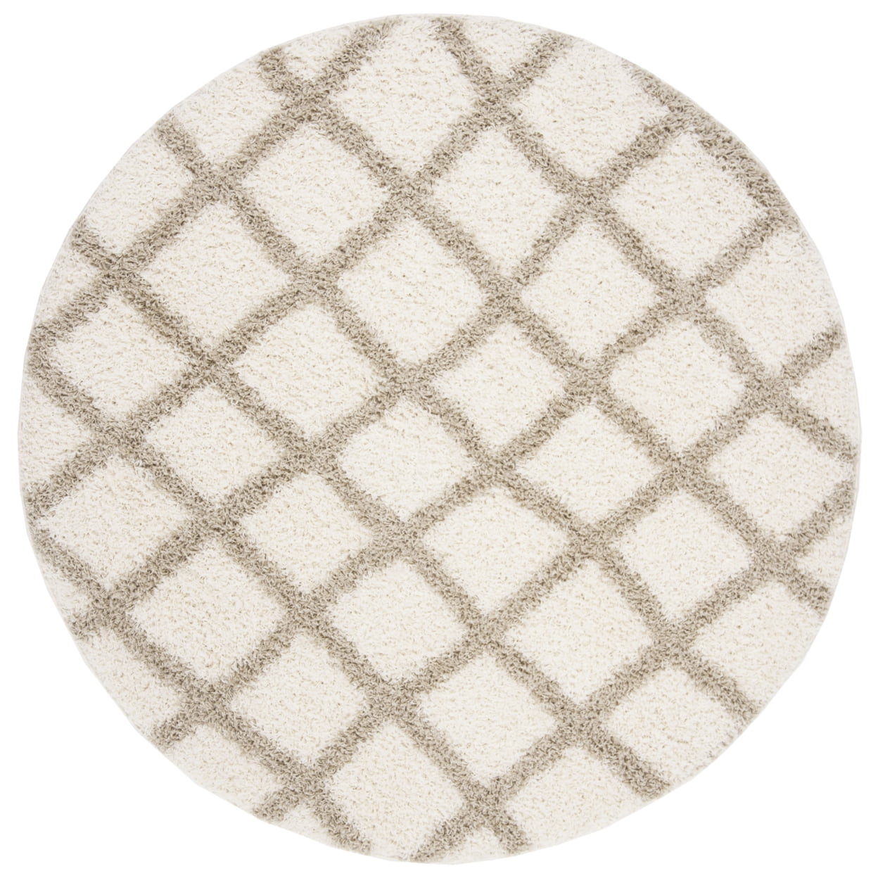 SAFAVIEH Dallas Jerrie Geometric Shag Area Rug, Ivory/Beige, 6' x 6' Round