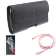 thumbnail image 1 of Pink 10ft Long Cable & Case Belt Clip & Matte Screen Protector for Samsung Galaxy S22 Ultra (6.8") - Combo USB-C to Type-C PD Fast Charger Cord & Leather Holster Cover & TPU Film Anti-Glare, 1 of 19