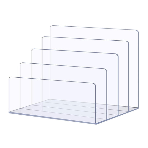 Organizador de archivos de escritorio con múltiples compartimentos, transparente, clasificador de archivos