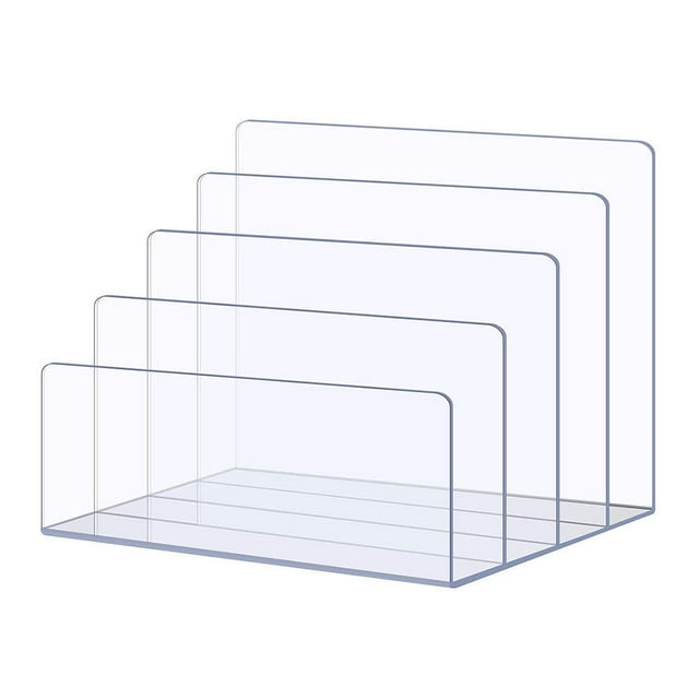CIMAXIC Desktop File Organizer Multi-Compartment File Holder Transparent File Stand File Sorter,9.06"X6.89"X6.69"