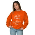thumbnail image 4 of Keep Calm and Candy On Halloween Unisex Plus Fleece Graphic Sweatshirt Brisco Brands 5X, 4 of 5