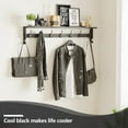 thumbnail image 5 of Coat Rack Wall Mount, Wood Coat Hooks with Shelf, Wall Key Holder with Shelf in Entryway, Kitchen, Living Room, Bathroom, Bedroom (Black), 5 of 14