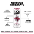 thumbnail image 4 of Lucky Energy Sugar Free Energy Drinks 16 fl oz Can, Cherry Pop with Maca, Ginseng, Taurine, Beta-Alanine, 200mg Caffeine, Zero Calories, 4 of 6