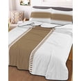 thumbnail image 3 of Quilts Twin Size Bedding Set, Brown Solid Color Texture Lightweight Quilted Comforter, Simple Brown Stripes Soft Reversible Bedspread Coverlet with Pillow Covers for All Season, 68" x 86", 3 of 7