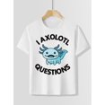 thumbnail image 1 of T-Shirt Graphique Imprimé Dinosaure "I Axolotl Questions" pour Garçons Amoureux des Animaux - Mélange Polyester Doux, Col Rond, Manches Courtes, Lavable en Machine - Idéal pour Printemps/été/automne, Décoration de Chambre Dinosaure, 1 of 6