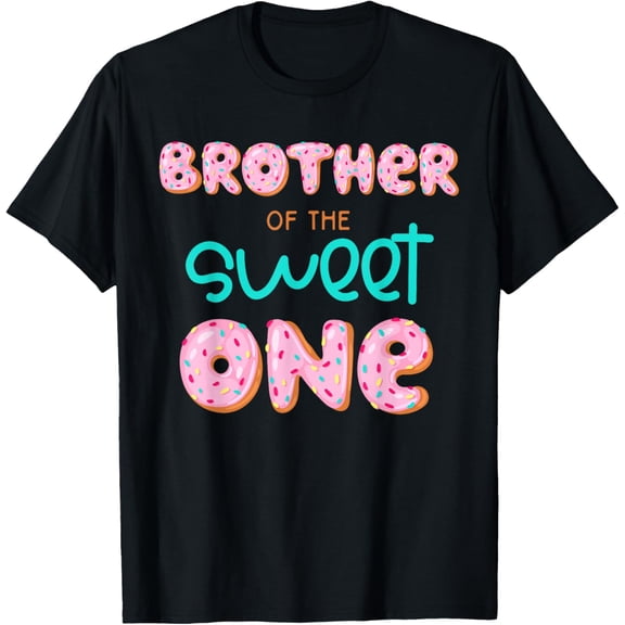 Brother of Sweet One First Birthday Matching Family Donut T-ShirtMen and women, Black T-shirt, size: Extra large