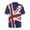 Artsy Union Jack, variant on HELLHERO Button Men's Summer Short Sleeve Shirt, Eagle Fireworks Design Soft Relaxed Fit Men's Short Sleeve Shirt for Vacation Beach Outdoor Activities