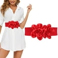 thumbnail image 2 of Miyuadkai Belt Women's Chiffon Flower Decorative Belt Elastic Wild Belt Buckle Belt Accessory Red, 2 of 9