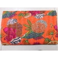 thumbnail image 2 of Indian Handmade Kantha Fruit Floral Print Bedding Bedspread Quilt Throw Pure Cotton Twin/Queen Size Blanket Bed Cover Gudri, 2 of 3