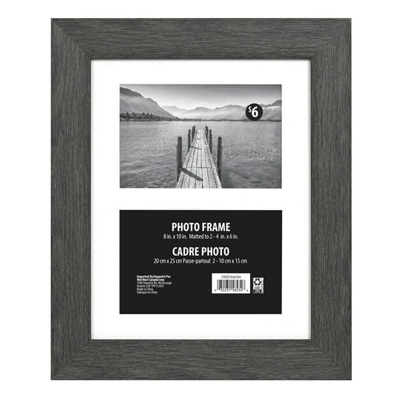 Tinta Matted Dark Grey Picture Frame, 8"x10"/2- 4"x6"