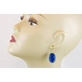 thumbnail image 2 of 14k Yellow Gold Kyanite Earrings Deep Blue Smooth Oval Large Drops Shimmery Dangles Designed for Adult Women, 2 of 5