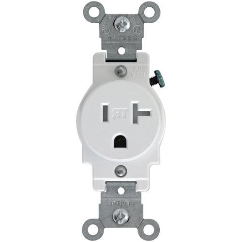 Leviton White TAMPER RESISTANT Single Outlet Receptacle 20A T5020-W
