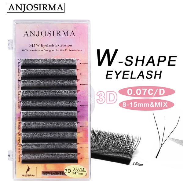 ANJOSIRMA 3D Pestañas En Forma De W , Naturales , Suaves Y Cómodas De Visón Artificiales Personales , Espesor Completo , etc .