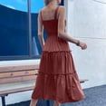 thumbnail image 7 of gljltg Sundress Dresses for Women Summer Sleeveless Square Neck Midi Dress Beach Holiday Loose Solid Color Casual Dresses Flowy Swing Pleated Suspender Dress, 7 of 7