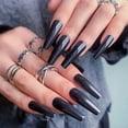 Long False Nail Patch Pure Black 24 Nail Stands for False Nails on