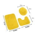 thumbnail image 3 of Yellow Bathroom Rug Set, 3Piece Black Bath Mat, for Bathroom Non-Slip Bathroom Mats, Water Absorbent Bath Rug, U-Shaped Contour Rug Toilet Lid Cover, 3 of 3