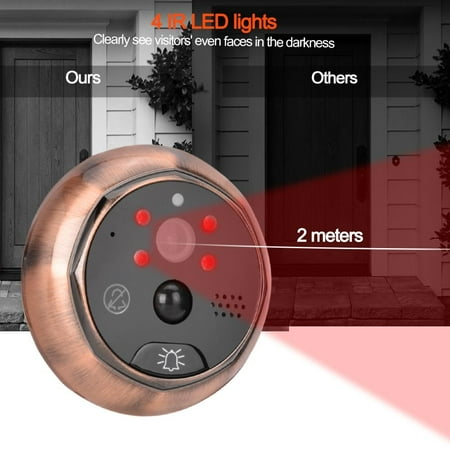 Qiilu 4.3in Smart WiFi Doorbell Cat Eye Camera IR Night Vision Motion ...
